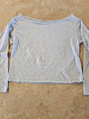 Hollister Gray Off Shoulder Long Sleeve Crop Top Womens Small Soft Stretch